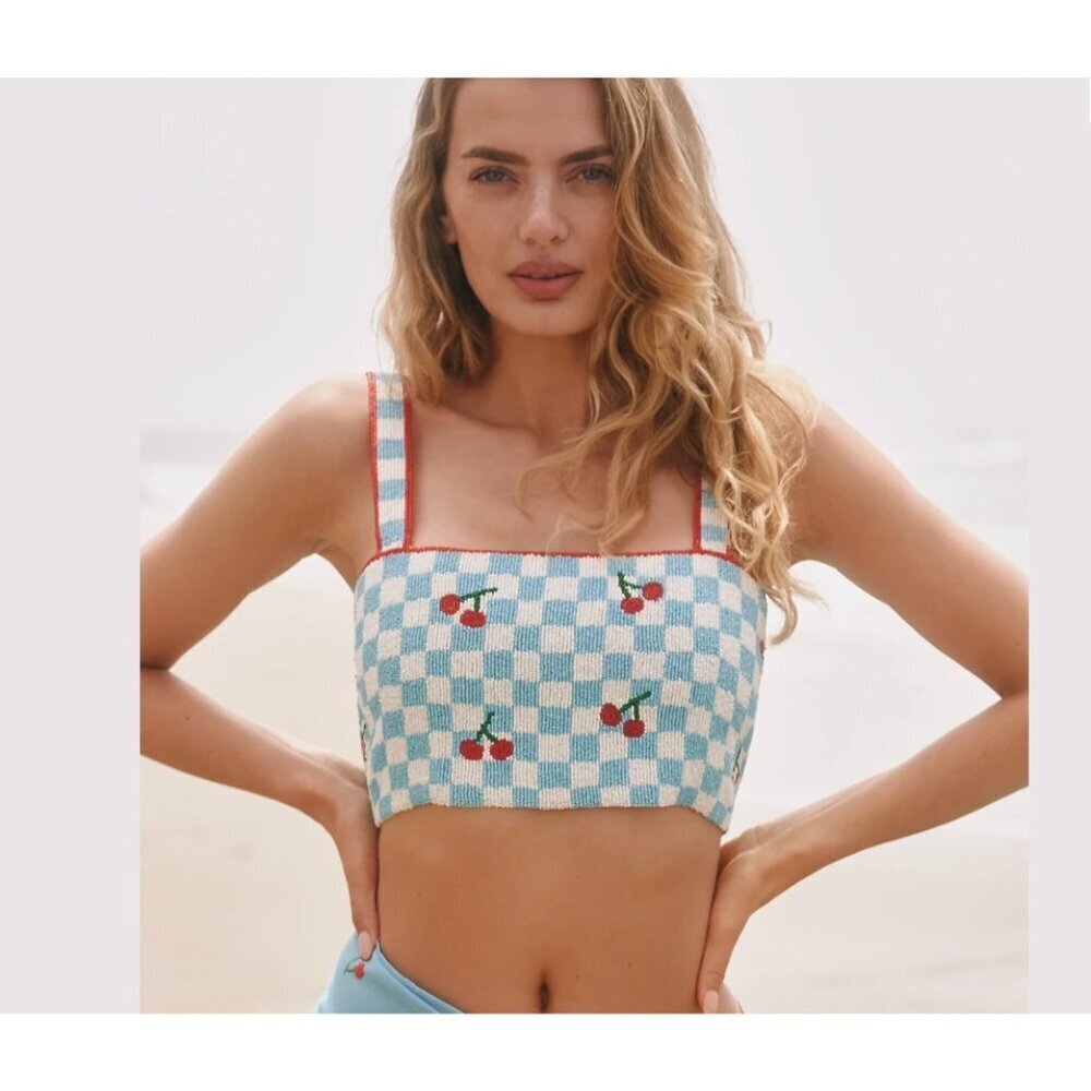 The Fiona Beaded Cami by Celandine Cherry Print M/L
